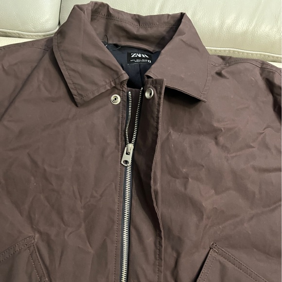 Zara Men’s Waxed Finish Padded Bomber Jacket - Size L - Picture 9 of 14